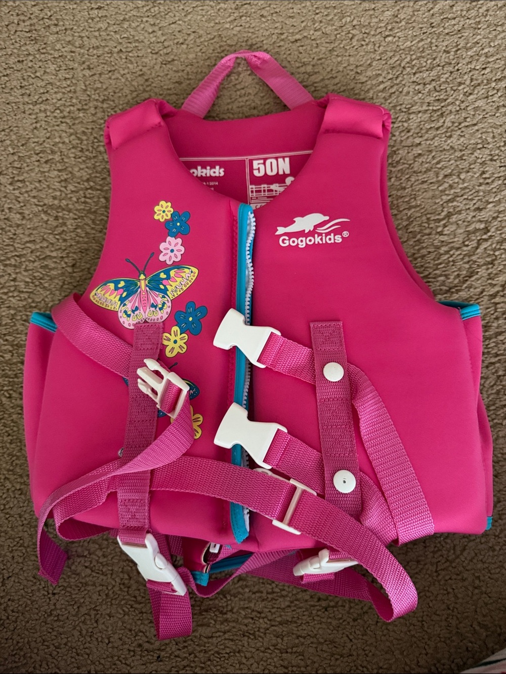 Gogokids Pink Butterfly Kids Life Jacket